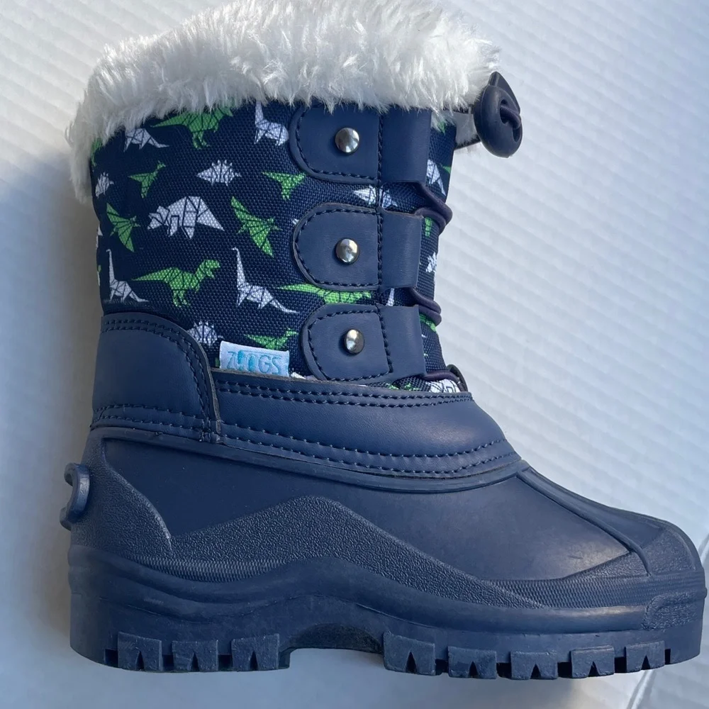 Zoogs Navy Boots with Dinosaur Design Toddler 7